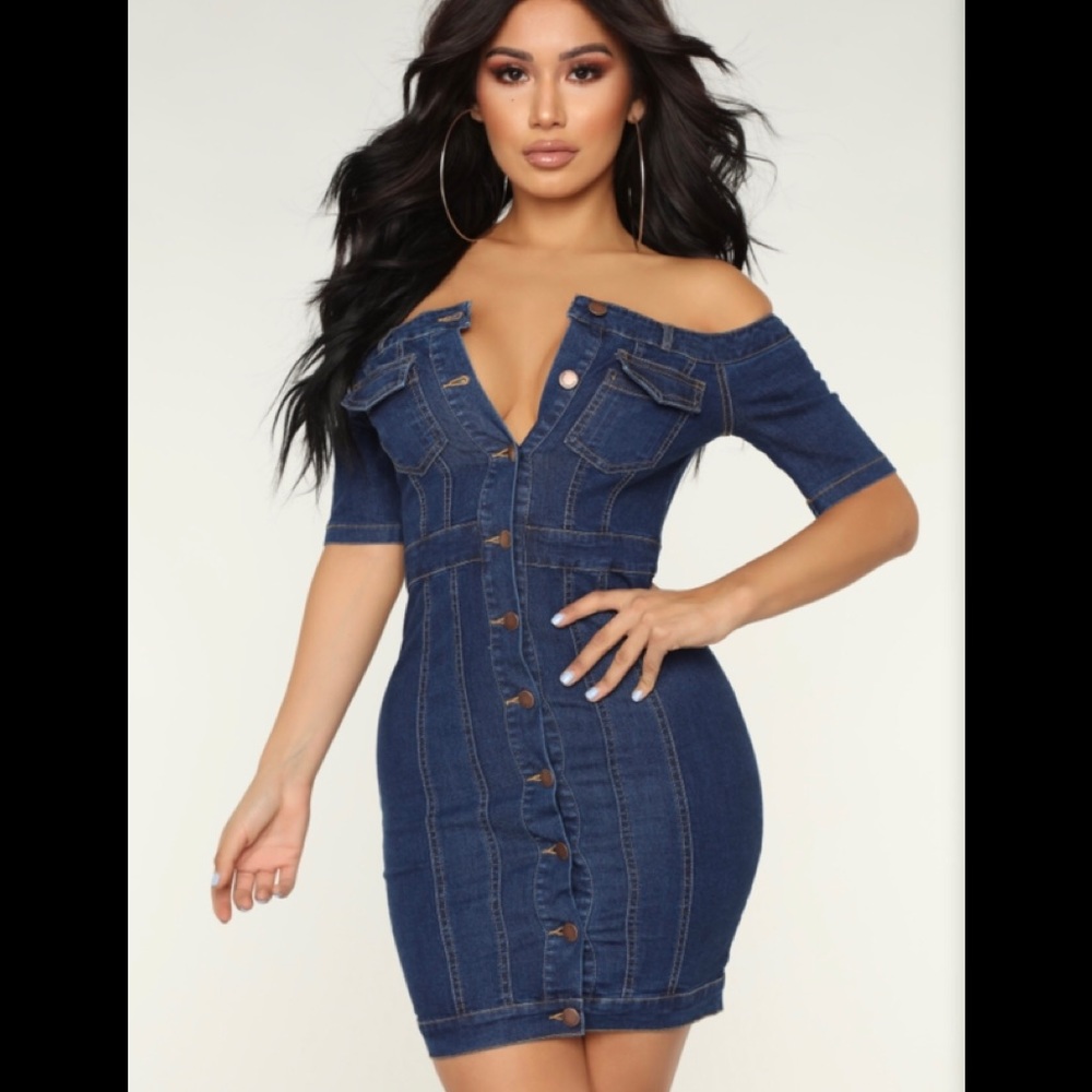 LAST ONE Fashion Nova Greenlight Denim Dress